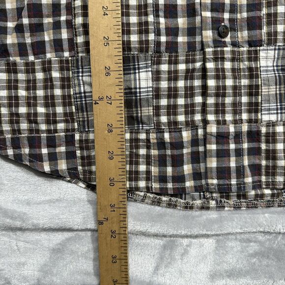 Chaps Shirt Mens 2XL XXL Button Up Brown Patchwork Quilt Long Sleeve Cotton - Picture 9 of 11